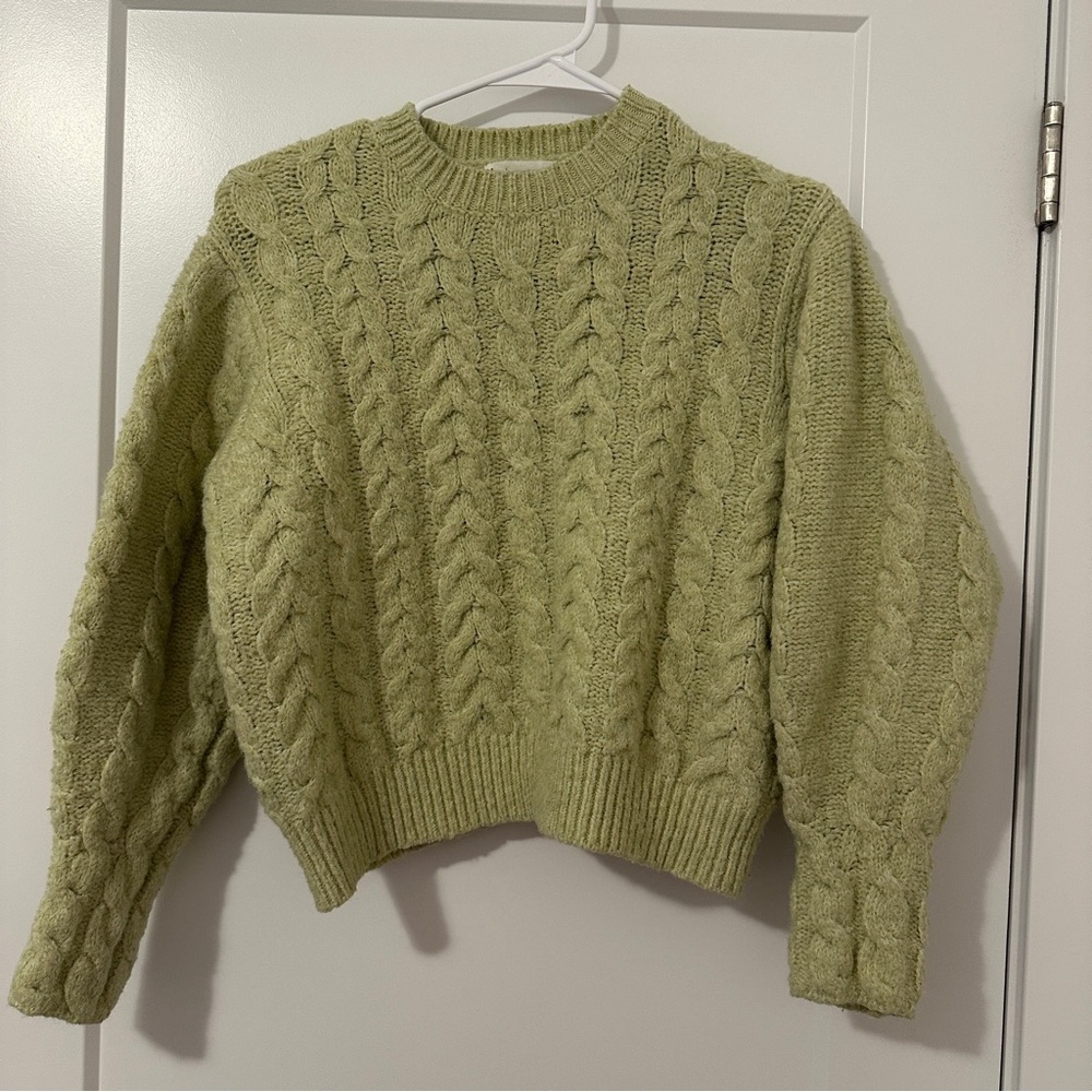 Mango Cable Knit Light Green Sweater Size Extra Small XS Women’s